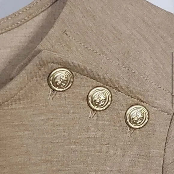 Lands End Striped three-quarter sleeve, navy tan cream colors size 6-8 - Picture 5 of 9